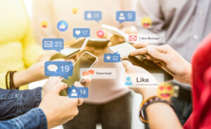 people connecting on social media. online communities are a great place to find your customers